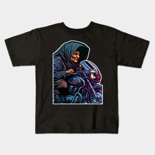 Babushka Riding A Motorcycle Kids T-Shirt